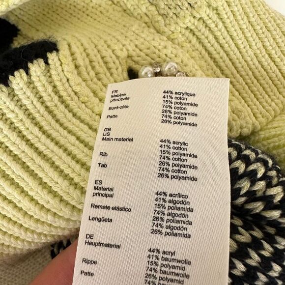 Maje Women’s Pale Yellow Zebra Printed Oversized Slouchy Glitzy Button Cardigan - Picture 13 of 16